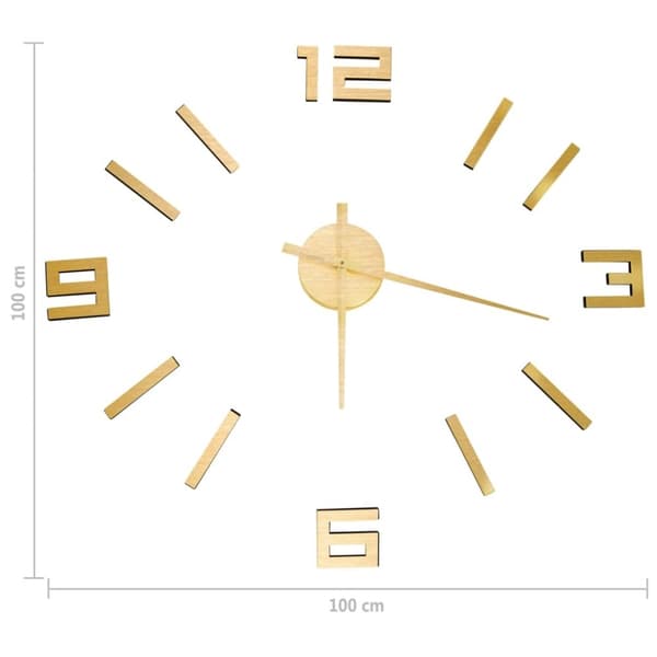 vidaXL Veggklokke 3D moderne design gull 100 cm XXL