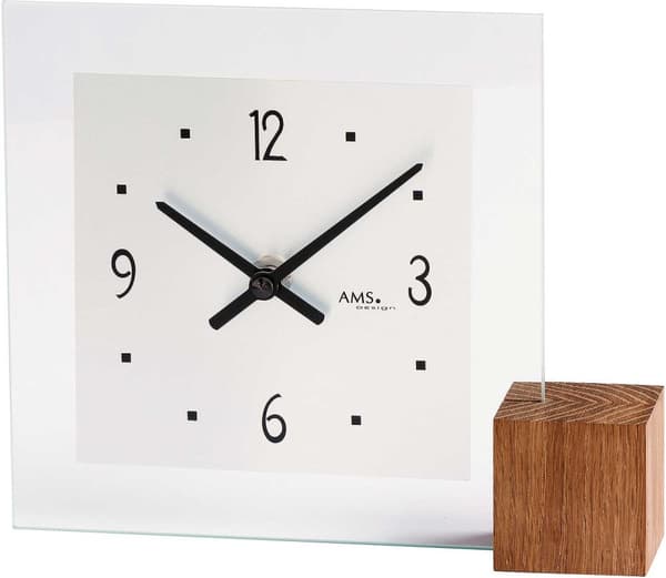 Table Clock AMS 104, Quartz, Transparent, Analogue, Modern