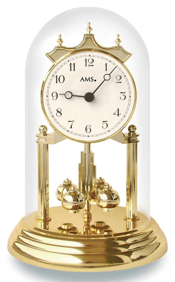 Table Clock AMS 1201, Quartz, Gold, Analogue, Classic