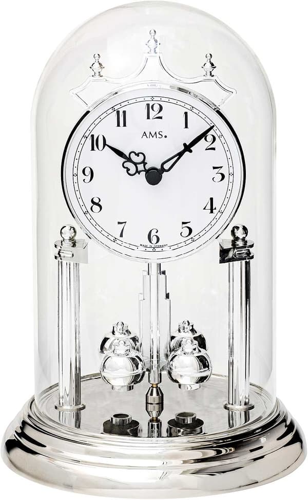Table Clock AMS 1206, Quartz, White, Analogue, Classic