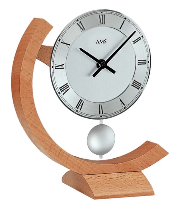 Table Clock AMS 163, Quartz, Silver, Analogue, Modern