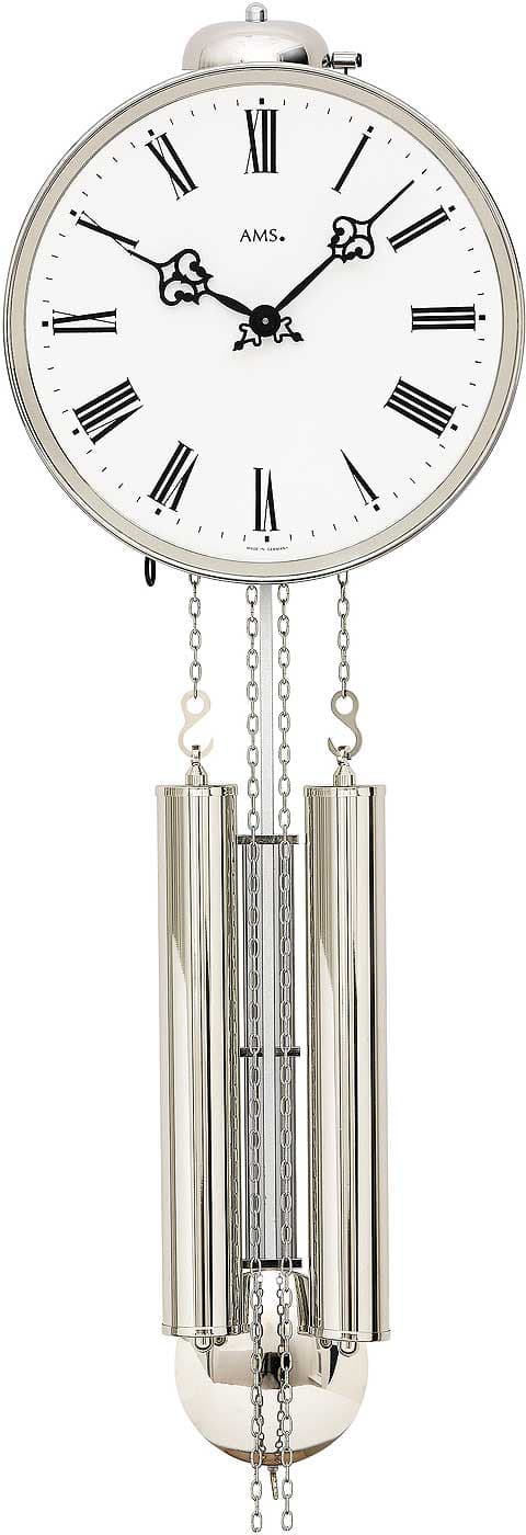 Wall Clock AMS 342, Mechanical, White, Analogue, Classic