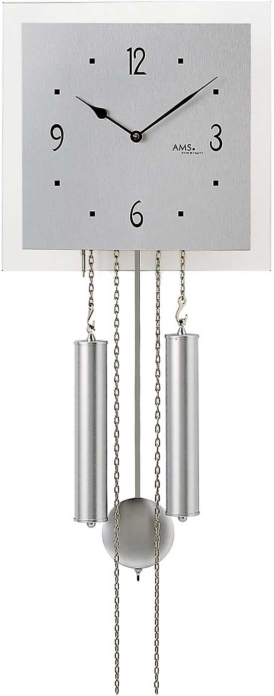 Wall Clock AMS 354, Mechanical, Silver, Analogue, Classic