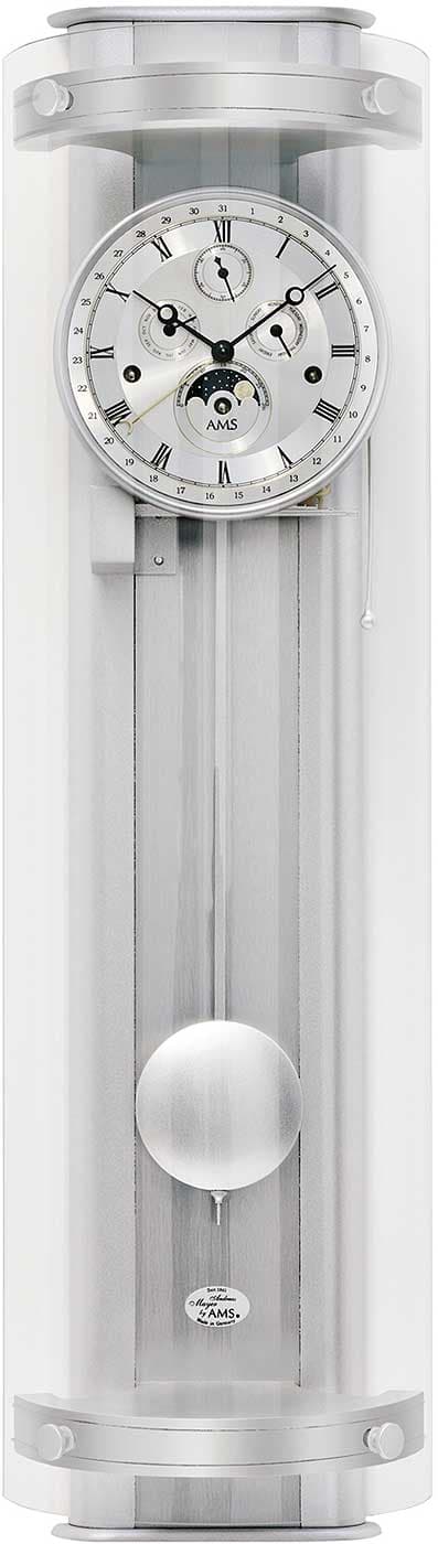 Wall Clock AMS 3633, Mechanical, Silver, Analogue, Modern
