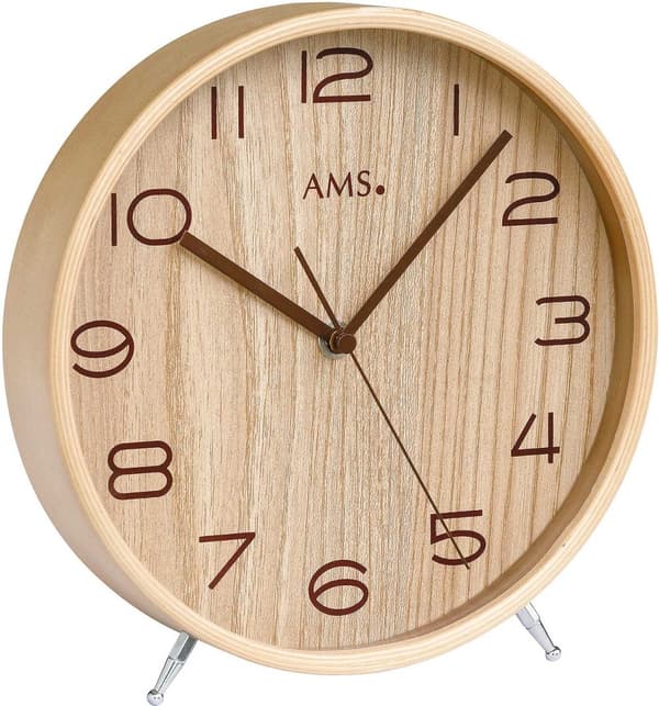 Table Clock AMS 5118, Quartz, Brown, Analogue, Classic
