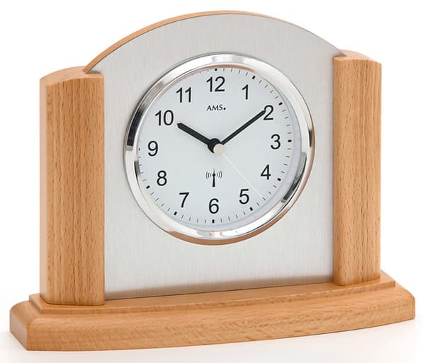Table Clock AMS 5123/18, Quartz, White, Analogue, Rustic