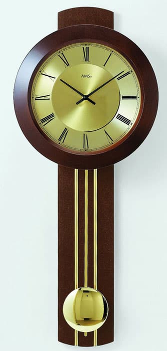 Wall Clock AMS 5132/1, Quartz, Gold, Analogue, Classic