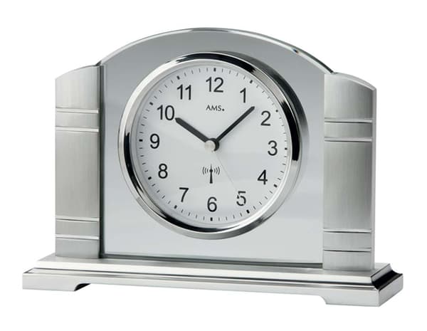 Table Clock AMS 5142, Quartz, White, Analogue, Modern