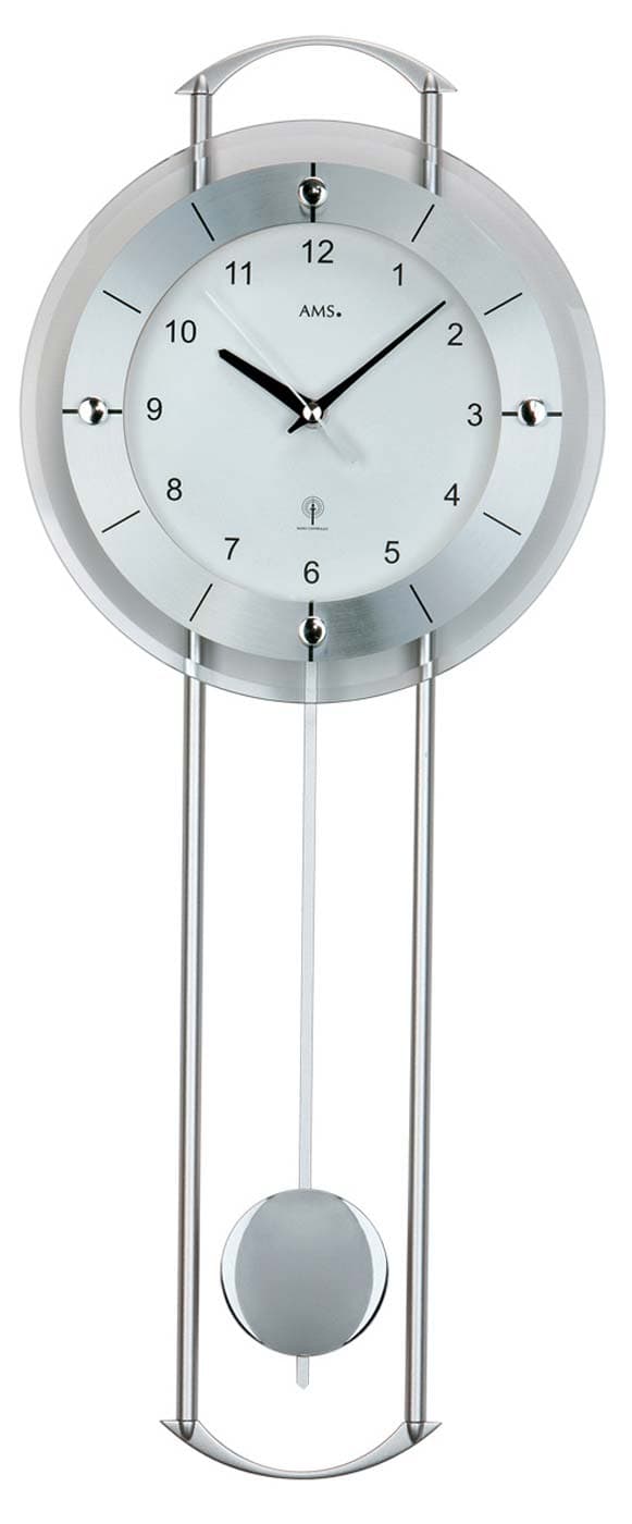 Wall Clock AMS 5254, Quartz, White, Analogue, Modern