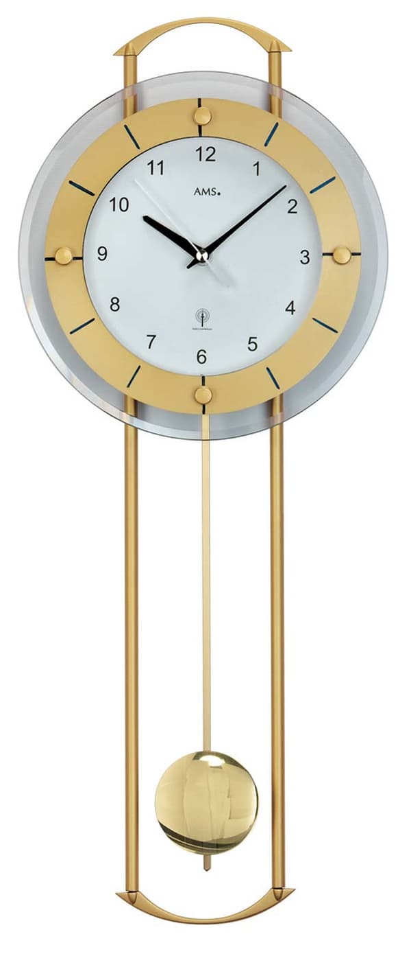 Wall Clock AMS 5255, Quartz, White, Analogue, Modern