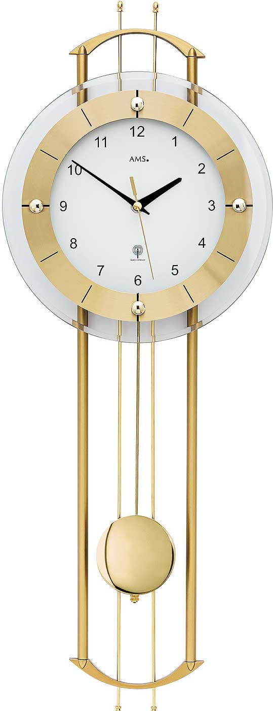 Wall Clock AMS 5257, Quartz, White, Analogue, Modern