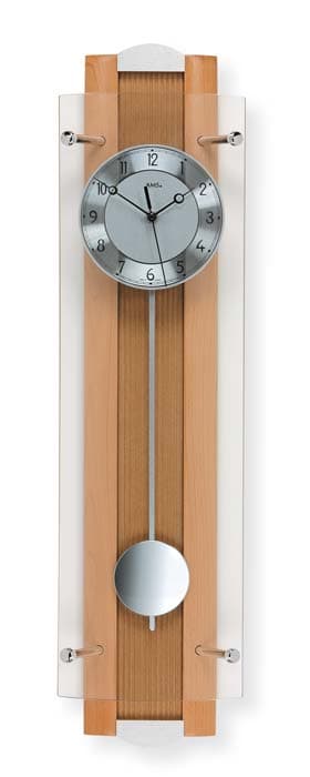 Wall Clock AMS 5259/18, Quartz, Silver, Analogue, Modern
