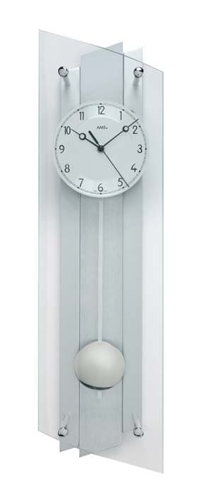 Wall Clock AMS 5261, Quartz, Silver, Analogue, Modern