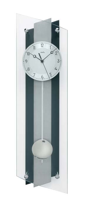 Wall Clock AMS 5262, Quartz, Silver, Analogue, Modern