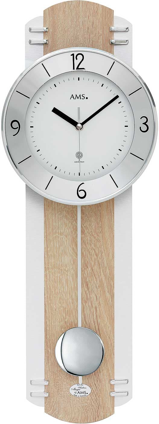 Wall Clock AMS 5291, Quartz, White, Analogue, Modern