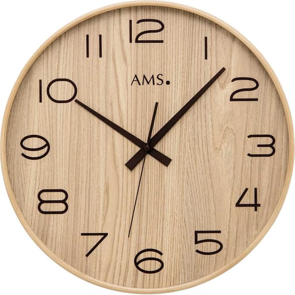 Wall Clock AMS 5522, Quartz, Beige, Analogue, Modern