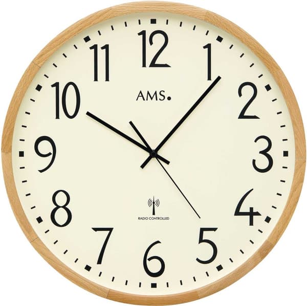 Wall Clock AMS 5534, Quartz, Cream, Analogue, Modern