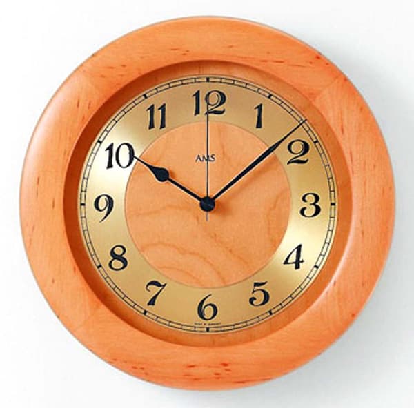 Wall Clock AMS 5809/16, Quartz, Gold, Analogue, Rustic
