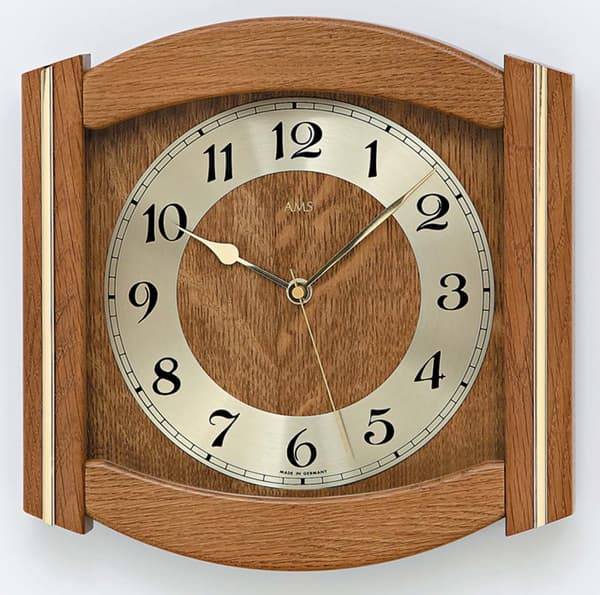 Wall Clock AMS 5822/4, Quartz, Gold, Analogue, Classic