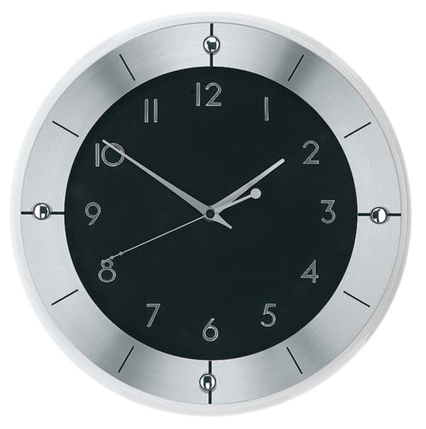 Wall Clock AMS 5849, Quartz, Black, Analogue, Modern