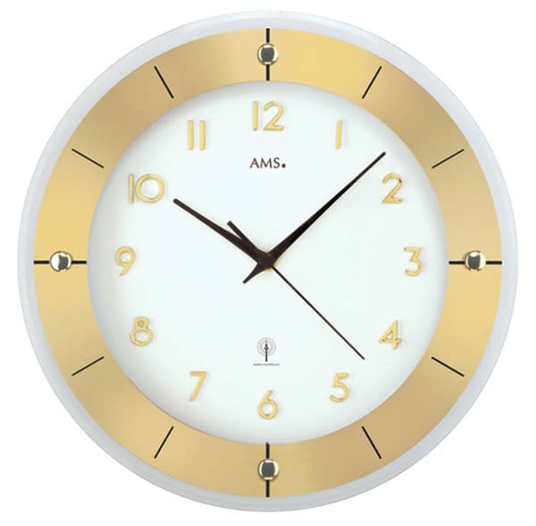 Wall Clock AMS 5850, Quartz, White, Analogue, Modern