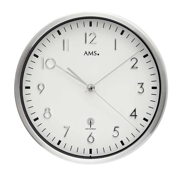 Wall Clock AMS 5912, Quartz, White, Analogue, Modern