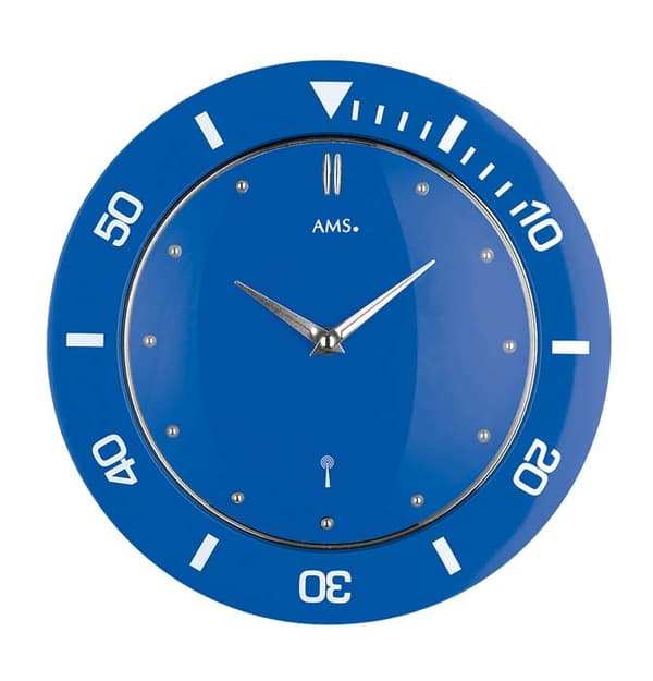 Wall Clock AMS 5941, Quartz, Blue, Analogue, Classic