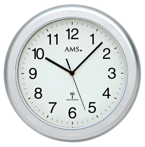 Wall Clock AMS 5956, Quartz, White, Analogue, Modern