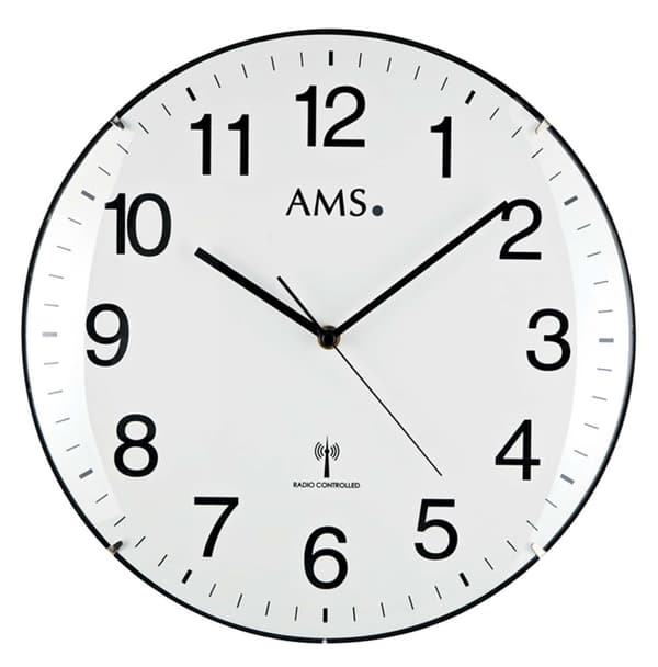 Wall Clock AMS 5960, Quartz, White, Analogue, Modern