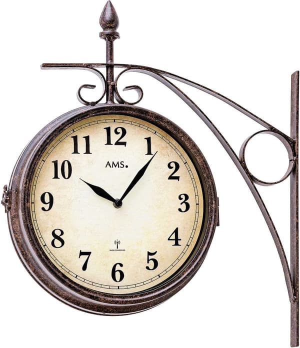 Wall Clock AMS 5966, Quartz, Beige, Analogue, Classic