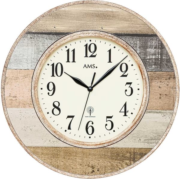 Wall Clock AMS 5975, Quartz, Cream, Analogue, Classic