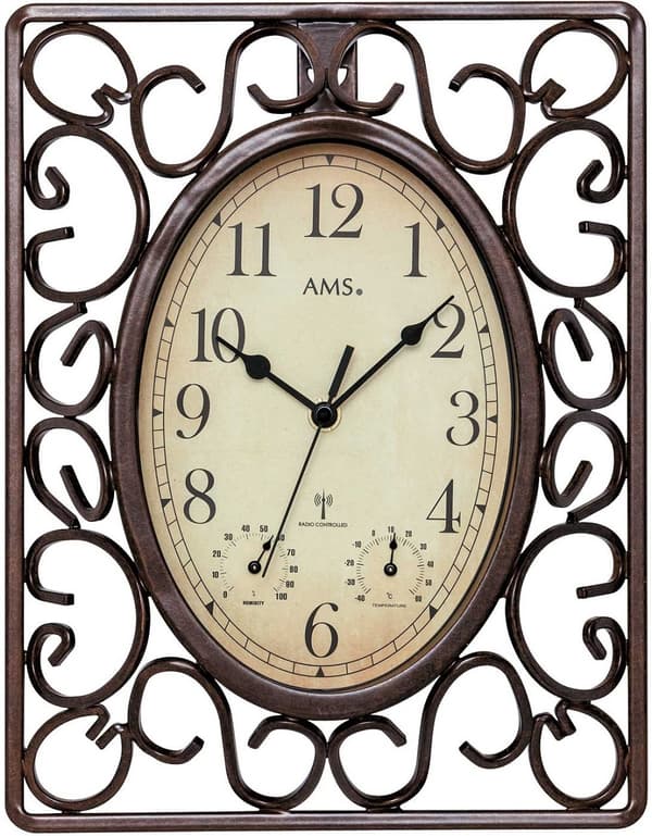 Wall Clock AMS 5976, Quartz, Cream, Analogue, Classic