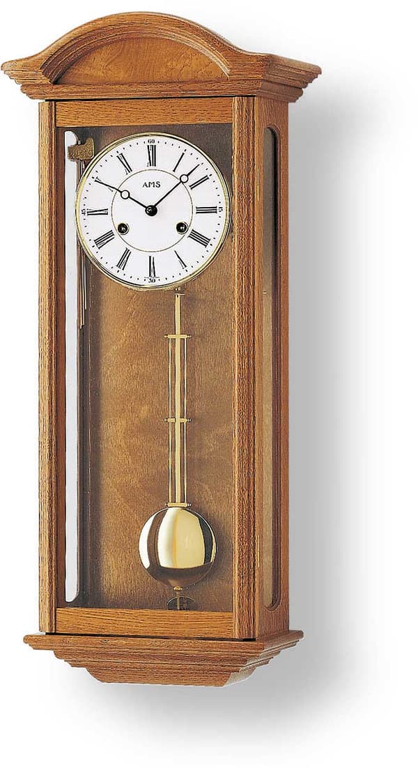 Wall Clock AMS 606/4, Mechanical, White, Analogue, Classic