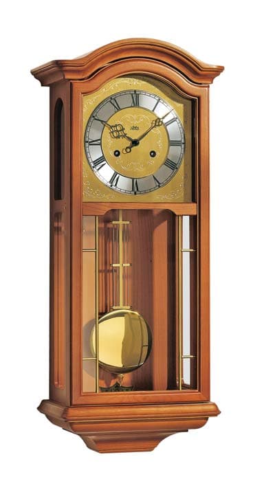 Wall Clock AMS 651/9, Mechanical, Gold, Analogue, Classic