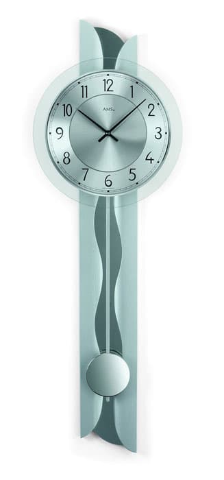 Wall Clock AMS 7216, Quartz, Silver, Analogue, Modern