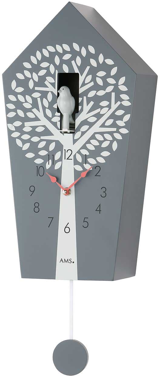 Wall Clock AMS 7287, Quartz, Grey, Analogue, Modern
