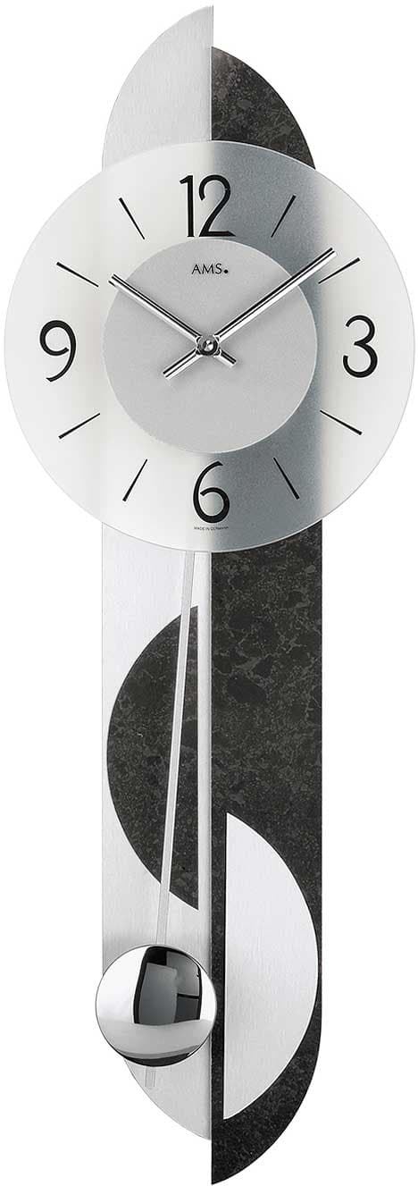 Wall Clock AMS 7299, Quartz, Silver, Analogue, Modern