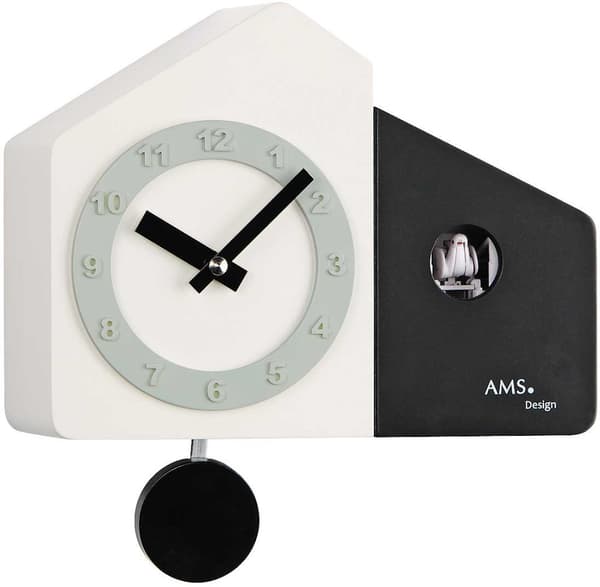 Wall Clock AMS 7397, Quartz, White, Analogue, Modern