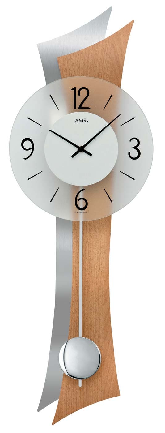 Wall Clock AMS 7425, Quartz, Transparent, Analogue, Modern