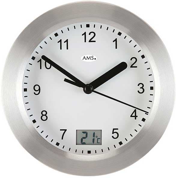 Wall Clock AMS 9223, Quartz, White, Analogue, Modern