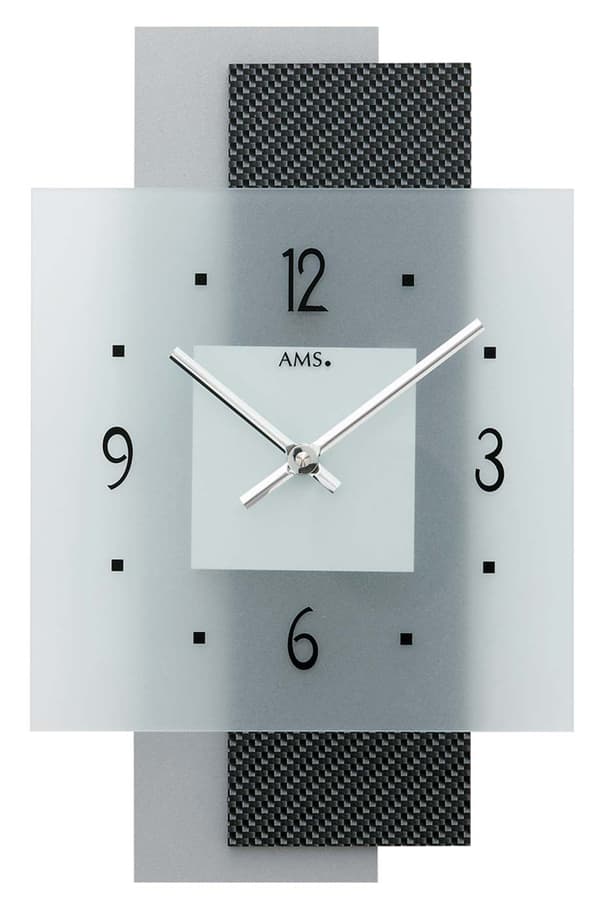 Wall Clock AMS 9243, Quartz, Transparent, Analogue, Modern