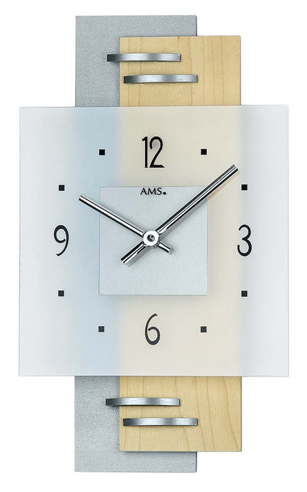 Wall Clock AMS 9248, Quartz, Transparent, Analogue, Modern