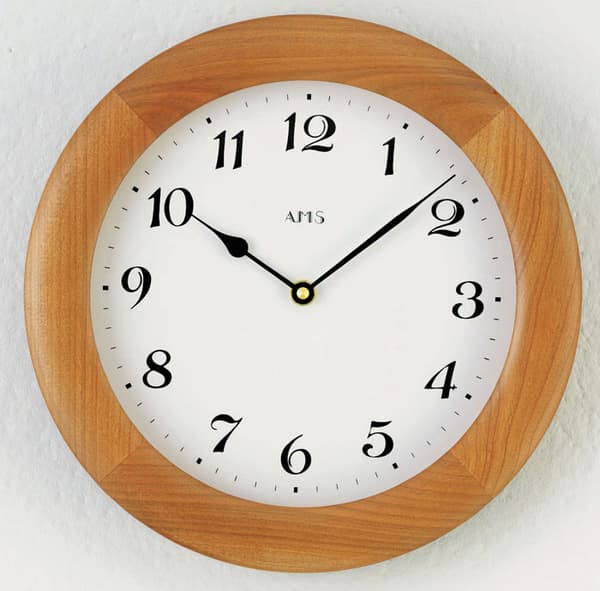 Wall Clock AMS 929/9, Quartz, White, Analogue, Classic