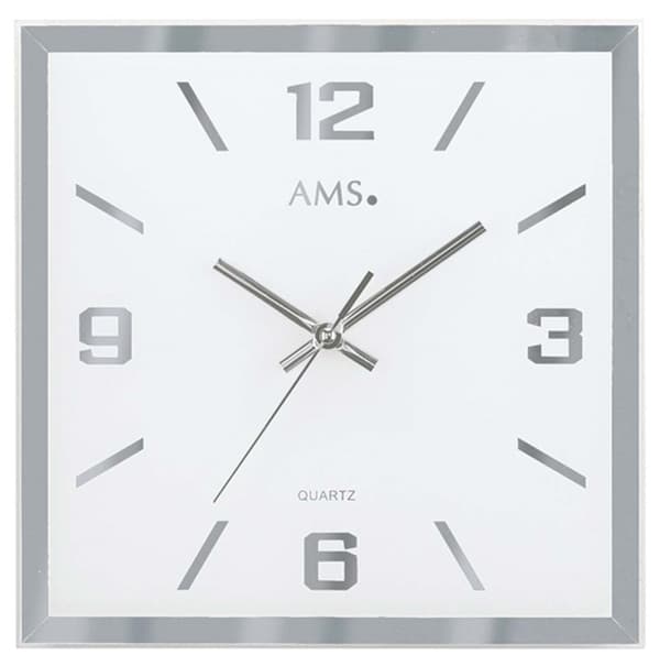 Wall Clock AMS 9324, Quartz, Black, Analogue, Modern