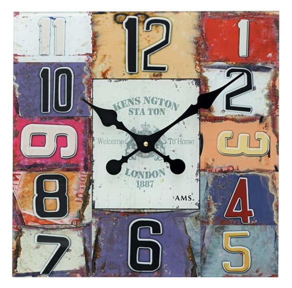 Wall Clock AMS 9425, Quartz, Multicolour, Analogue, Modern
