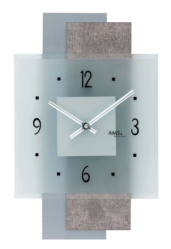 Wall Clock AMS 9443, Quartz, Transparent, Analogue, Modern