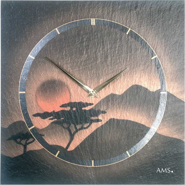 Wall Clock AMS 9515, Quartz, Grey, Analogue, Modern
