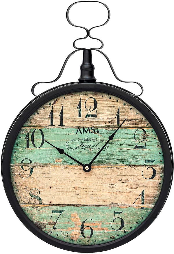 Wall Clock AMS 9532, Quartz, Beige, Analogue, Modern