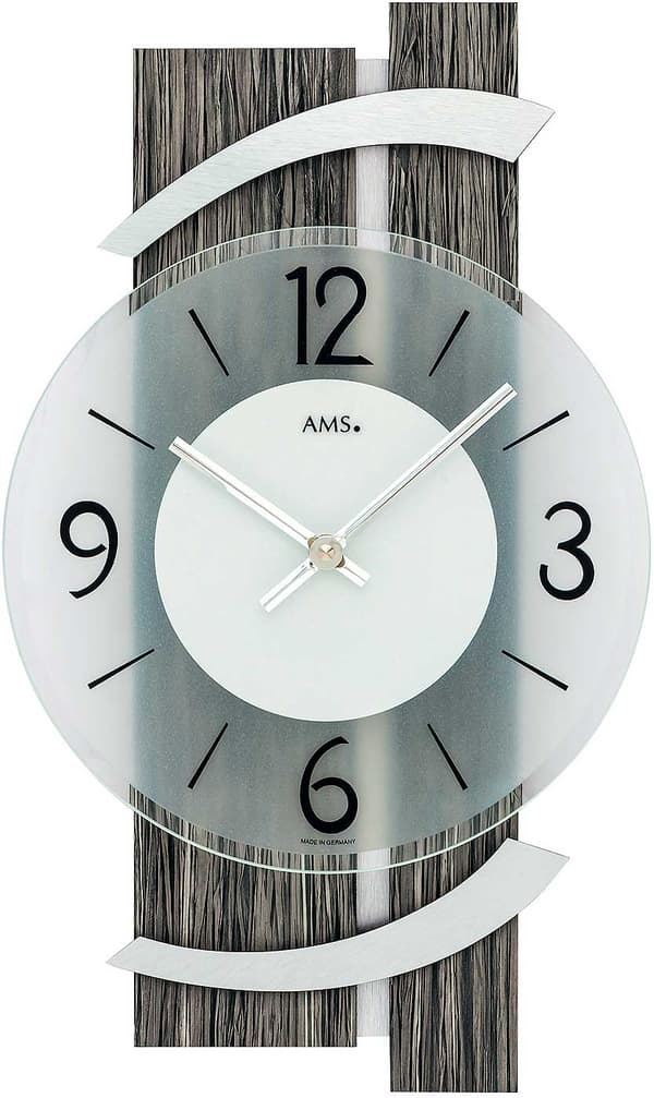 Wall Clock AMS 9547, Quartz, Transparent, Analogue, Modern