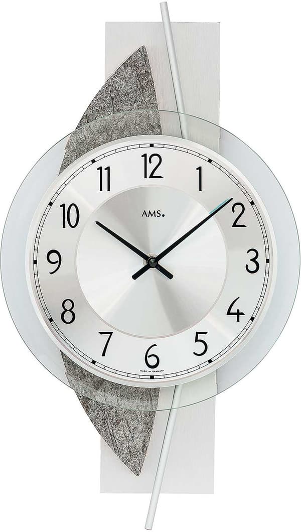 Wall Clock AMS 9552, Quartz, Silver, Analogue, Modern